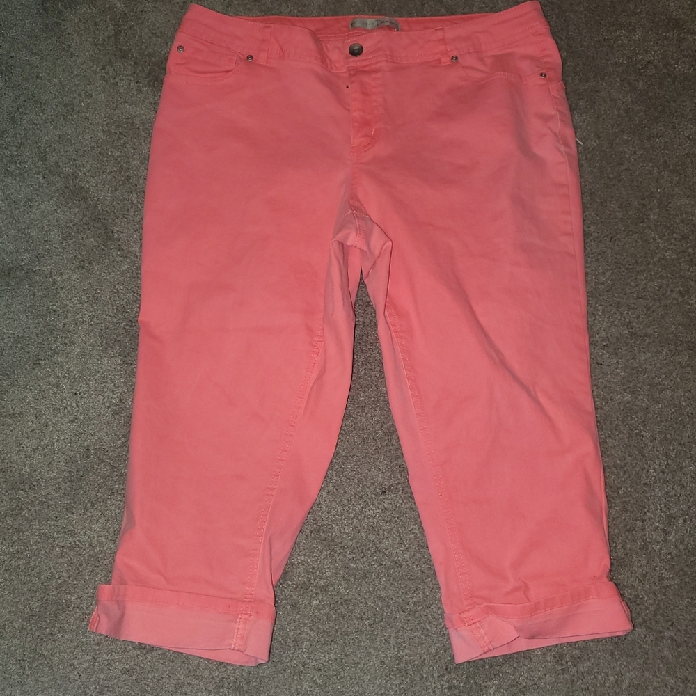 Cato size 16w neon coral denim capris